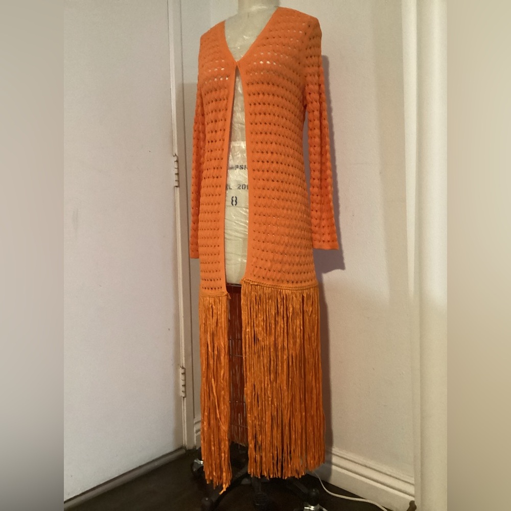 Express Vibrant Orange Crochet Cardigan